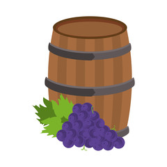 Canvas Print - grapes and wooden barrel icon