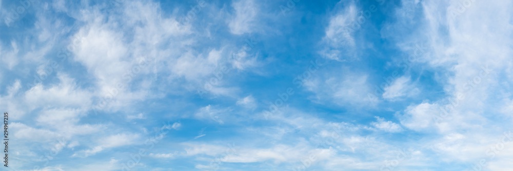 Panorama of blue sky with white clouds as background or texture Stock ...