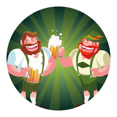 Sticker - men with beer glass in hand in white background