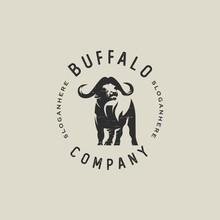 Silhouette Buffalo Logo Emblem Retro Vintage Vector