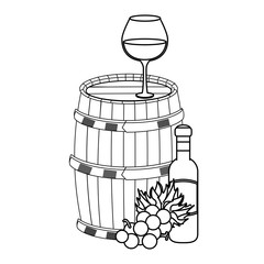 Wall Mural - wine glass and wooden barrel icon