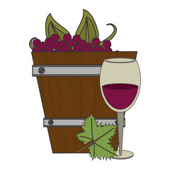 Canvas Print - Wooden bucket with wine related icons design