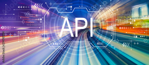 Fotomural API concept with abstract high speed technology POV motion blur