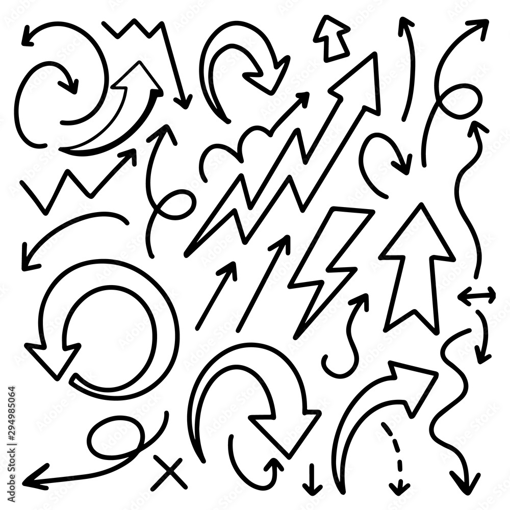 Arrows hand drawn doodle vector set. Sketch arrow design for ...