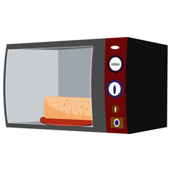 Wall Mural - Microwave Oven with Bread - Cartoon Vector Image