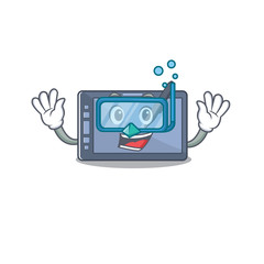 Sticker - Diving graphic tablet character with shape mascot