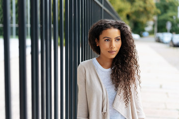 Thoughtful introvert attractive African woman