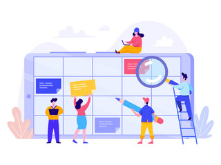 Wall Mural - schedule planning concept. flat vector illustration on white background. template for landing page, 