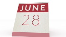 June 28 Date. Calendar Change To June 28 Animation