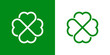 Logotipo con trebol lineal con 4 hojas en verde y blanco