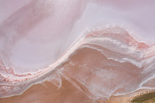 Aerial View Of Lake Bumbunga, A Naturally Occuring Pink Salt Lake  Beside The Small Town  Of Lochiel In South Australia
