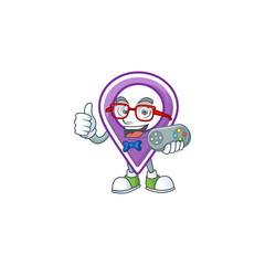 Poster - Gamer pin location cartoon character with mascot