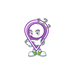 Sticker - Thinking pin location cartoon character with mascot