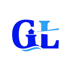 Letter G and L Logo. Light House Symbol. Direction Icon. Vector Illustration.