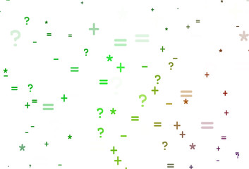 Light Green, Red vector template with math simbols.