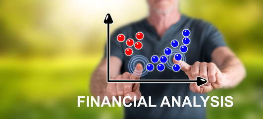 Man touching a financial analysis concept