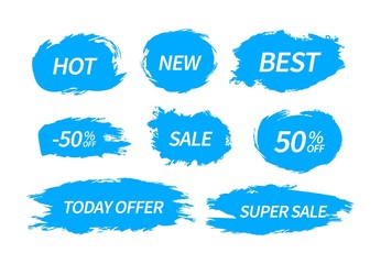 Wall Mural - trendy blots stains of tag label. sale price promotion discount sticker banner. vector concept eleme