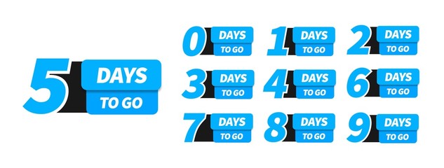 Wall Mural - Countdown left days banner. Nine, eight, seven, six, five, four, three, two, one, zero days left. Count time sale, blue banners design for use in web or print design.