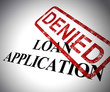Loan application denied form means funding turned down - 3d illustration