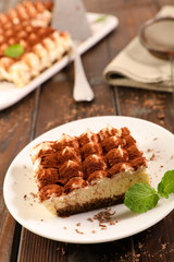 Wall Mural - tiramisu cake with cocoa and biscuit