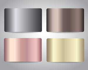 Wall Mural - gold, silver, bronze banner, credit cards or gift cards set with golden metallic design background