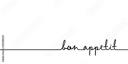 Fotomural Bon appetit - continuous one black line with word