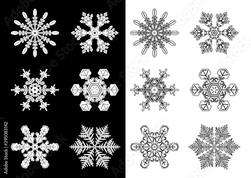雪の結晶 イラスト アイコン セット 白黒 Wall Mural Wallpaper Murals Osame 雪の結晶 イラスト アイコン セット 白黒 Wall Mural Wallpaper Murals Osame