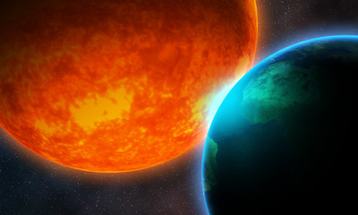 sun glowing in space