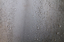 Raindrops Detail On Steel Wall