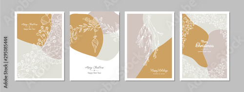 Fotografía Merry Christmas cards set with hand drawn elements