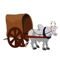 Bullock Cart Brown - Cartoon Vector Image