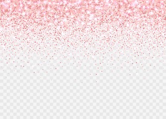 Wall Mural - rose gold glitter partickles isolated on transparent background. pink backdrop shimmer effect for bi