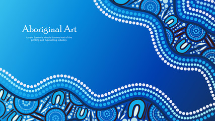 aboriginal dot art vector banner with text.