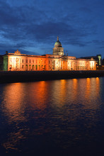 Custom House Dublin Ireland In Night