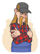 Vector illustration of funny cartoon American farm man.