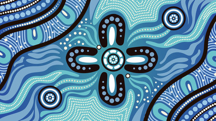 Wall Mural - Illustration based on aboriginal style of background.