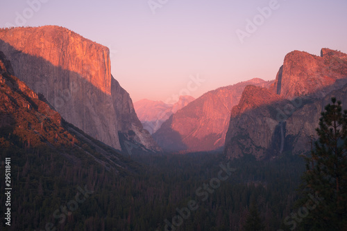 Last sunset light of the day marinates Yosemite National Park Canvas Print