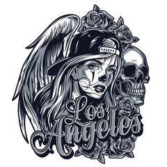 Vintage chicano style tattoo concept