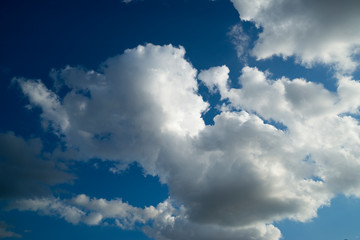 White color clouds found in the blue sky background