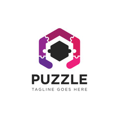 Canvas Print - puzzle logo and icon vector illustration design template