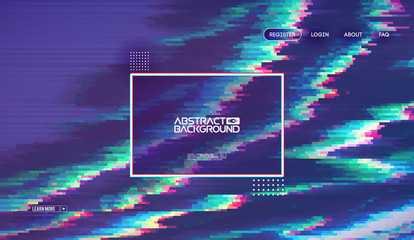 Glitch art digital vector illustration. Graphic vector art. Glitch digital color pixel noise. Abstract grunge texture.