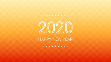 Wall Mural - Happy new year 2020 in gradient of orange square polygon background