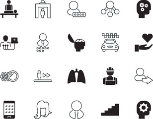  people vector icon set such as: telecommunication, structure, linear, go, city, workman, isometric, walkway, smartphone, system, valentines, checklist, traffic, road, vehicle, tourism, mall, company