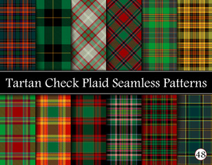 Set Tartan Plaid Scottish Seamless Pattern