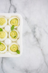 Wall Mural - Straight Up Deviled Eggs in Porcelain Shaped Carton