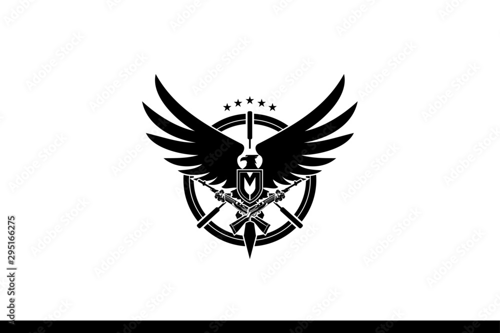 letter M with eagle logo template Stock Vector | Adobe Stock