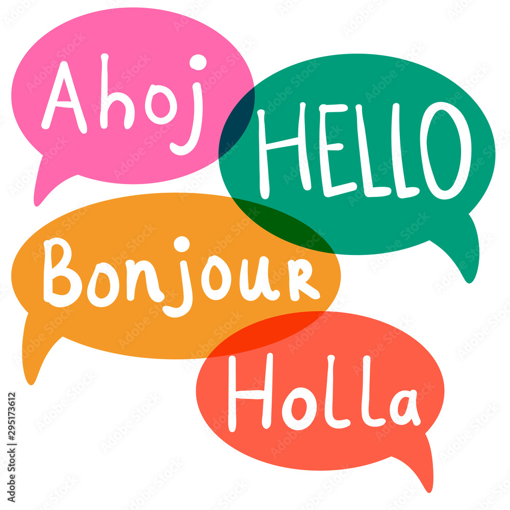 Hi In Hello, Hi with speech bubbles on different languages. Translation ...