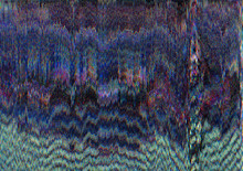 Distorted Display. Video Damage. Purple Static Noise Pattern Overlay.