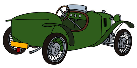 Wall Mural - The vectorized hand drawing of a vintage green sports car