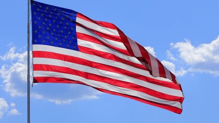 Wall Mural - the flag of the united states of american blowing in the wind